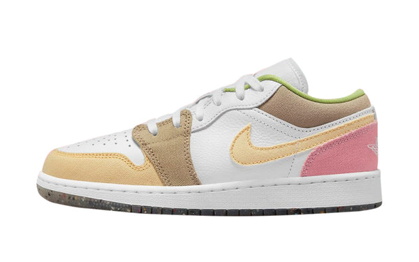 Big Kid's Jordan 1 Low SE White/Vivid Green-White (DJ0341 100)