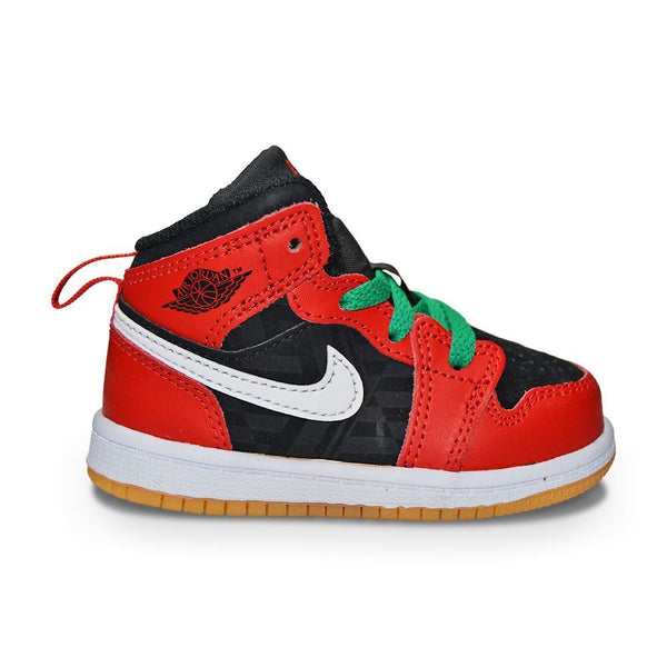 Toddler's Jordan 1 Mid SE Black/Fire Red-White-Malachite (DQ8420 006)
