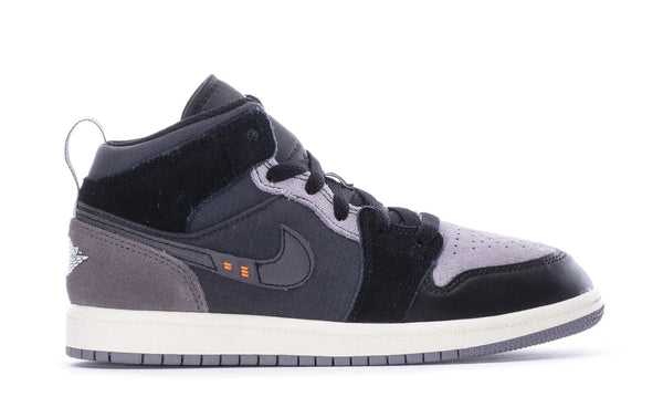 Little Kid's Jordan 1 Mid SE Craft Blk/Cmnt Gry-Lt Graphite (DV0436 001)