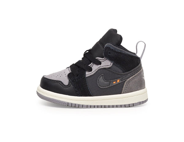 Toddler's Jordan 1 Mid SE Craft Blk/Cement Grey-Lt Graphite (DV0437 001)