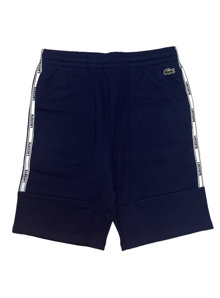 Men's Lacoste Navy Side Stripe Logo Fleece Shorts