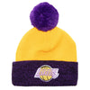 Men's Mitchell & Ness NBA Los Angeles Lakers Two Tone Pom Beanie - OSFA