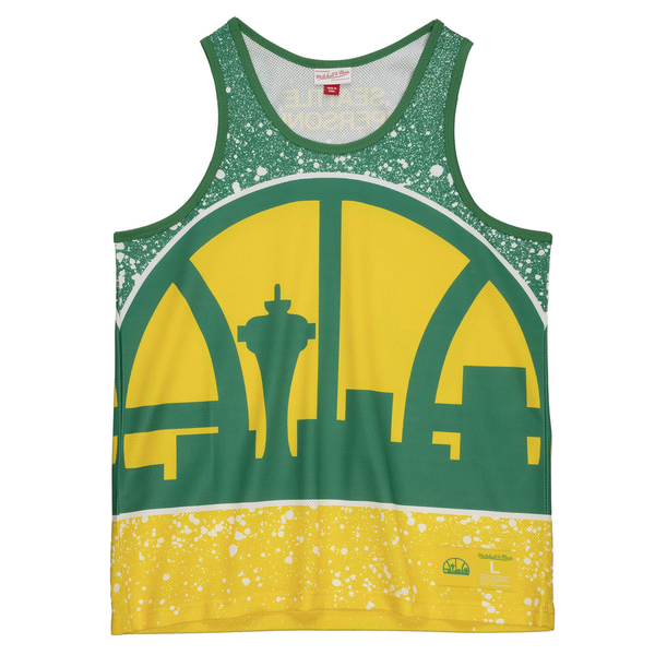 Mitchell & Ness Yellow NBA Seattle Supersonics Jumbotron Mesh Tank