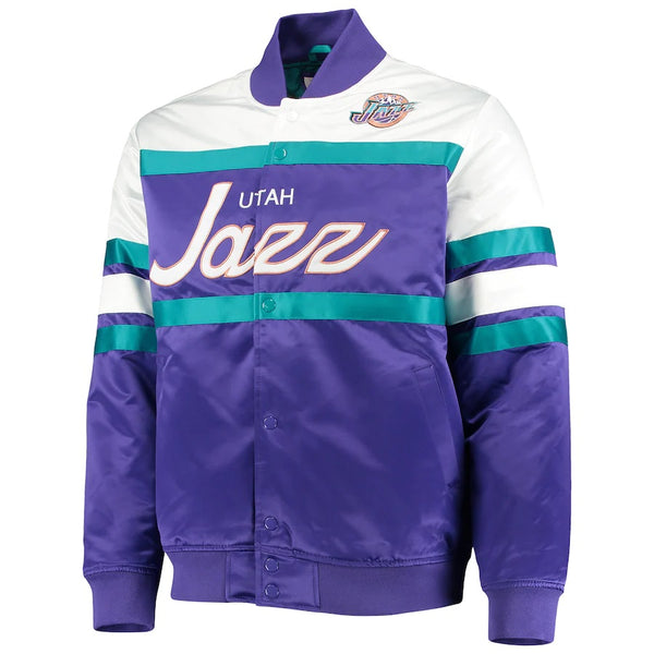 Men's Mitchell & Ness Purple NBA Utah Jazz Heavyweight Satin Jacket
