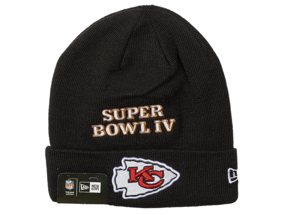 Men's New Era Black Kansas City Chiefs 2x Super Bowl Champions Knit Hat - OSFM