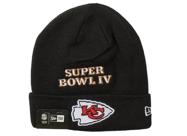 Men's New Era Black Kansas City Chiefs 2x Super Bowl Champions Knit Hat - OSFM