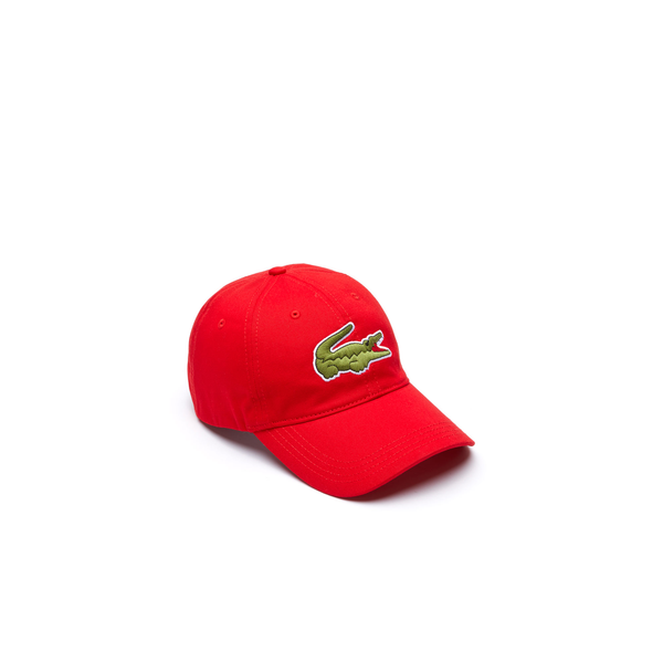 Lacoste Red Contrast Strap And Oversized Crocodile Strapback Cap - OSFA