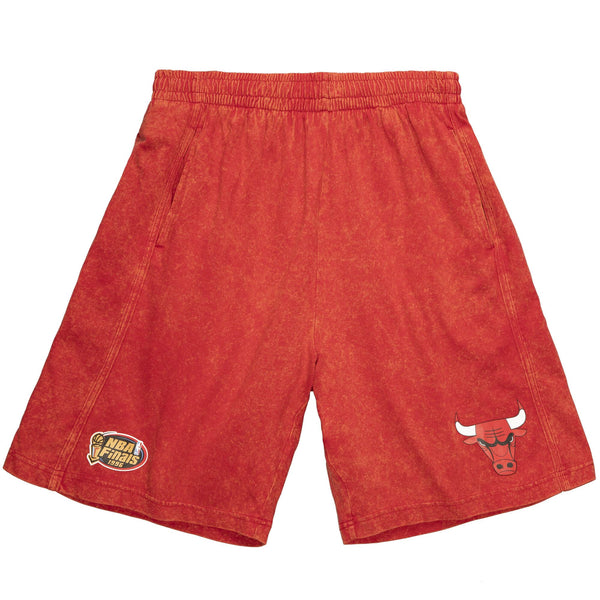 Mitchell & Ness Red NBA Chicago Bulls Quintessential Acid Wash Shorts