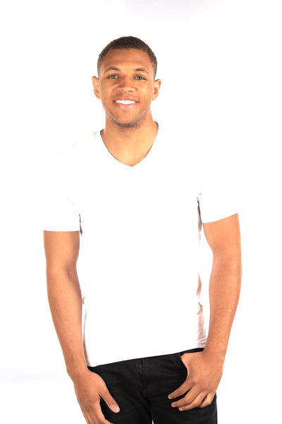 Men's City Lab White Stretch Fit V-Neck T-Shirt
