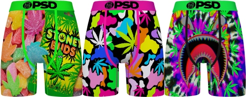 Men's PSD Neon Cannabis Multi 3-Pack Boxer Briefs