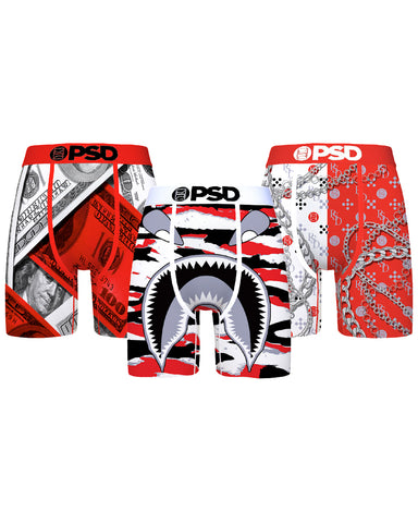 Men's PSD Multi Fire Red 3-Pack Boxer Briefs