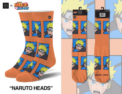 Men's Odd Sox Naruto Heads Orange Crew Socks - OSFM