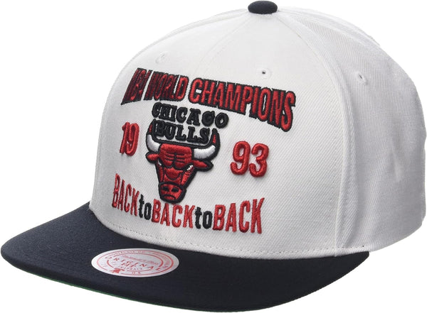 Mitchell & Ness White/Black NBA Chicago Bulls 1993 World Champions HWC Snapback - OSFA