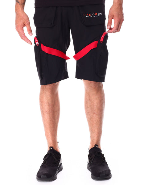 Men's Life Code Progressive Black/Red Utility Pocket Shorts w/ Straps