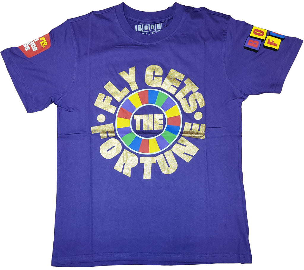 Men's Born Fly Purple Fly Show Applique T-Shirt