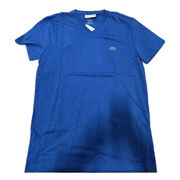 Men's Lacoste Short Sleeve Jersey Pima Reg Fit V Neck T-Shirt Electric