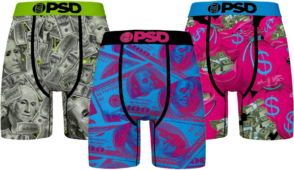 PSD Underwear Men's Money Talks 3-Pack Boxer Briefs Multi