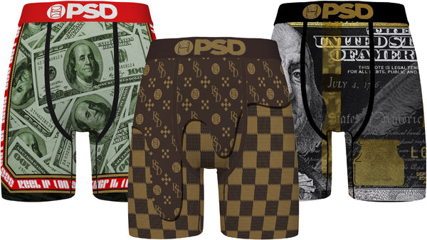 Men's PSD MAKE BANK 3 Pack Multicolor Boxer Briefs