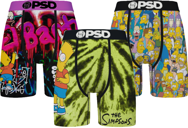 Men's PSD SIMPSONS 3 Pack Multicolor Boxer Briefs