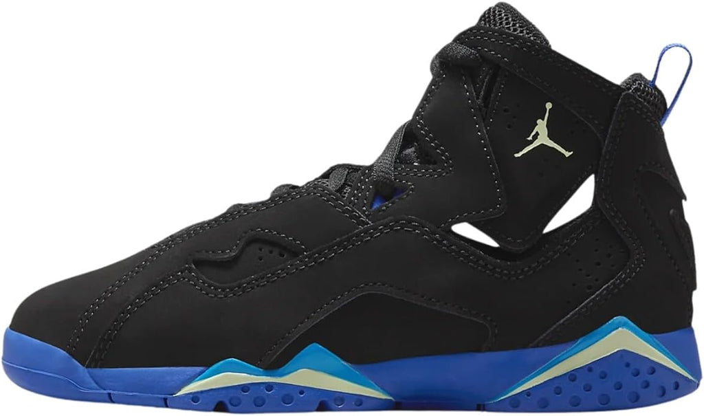 Little Kid's Jordan True Flight Black/Barely Volt-Hyper Royal (343796 074)