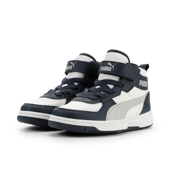 Little Kid's Puma Rebound JOY AC PS White-Gray-Club Navy (374688 42)