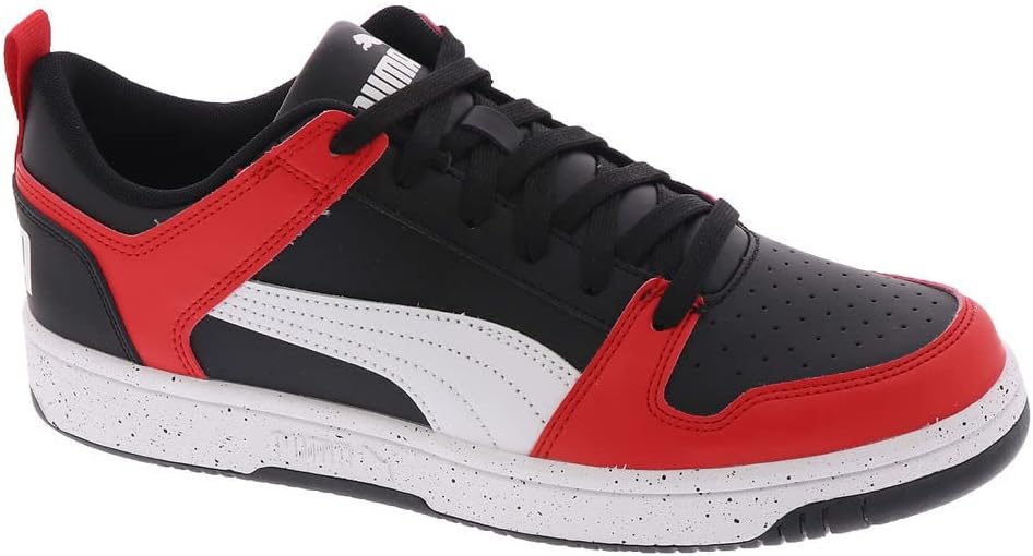 Men's Puma Rebound Layup Lo Speckle Black/White-High Risk Red (389958 01)