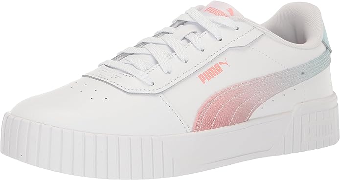 Women's Puma Carina 2.0 Stitched White-FusionCoral-Lightaqua (395317 01)