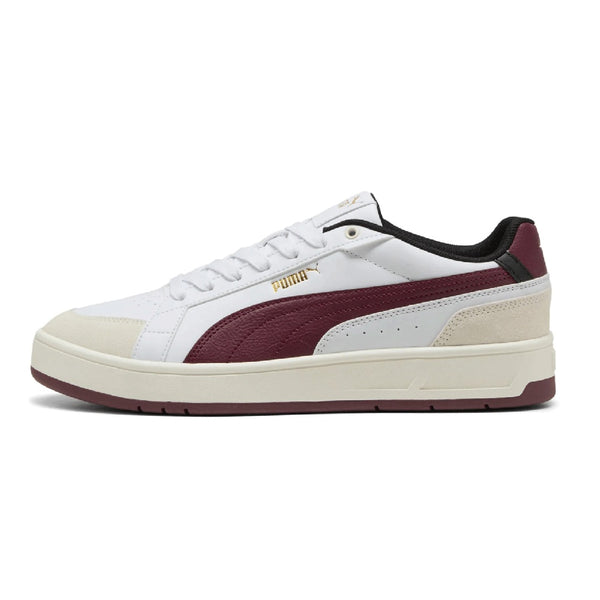 Men's Puma Court Classico Sport Puma White-Ruby Shimmer-Gold (400731 07)