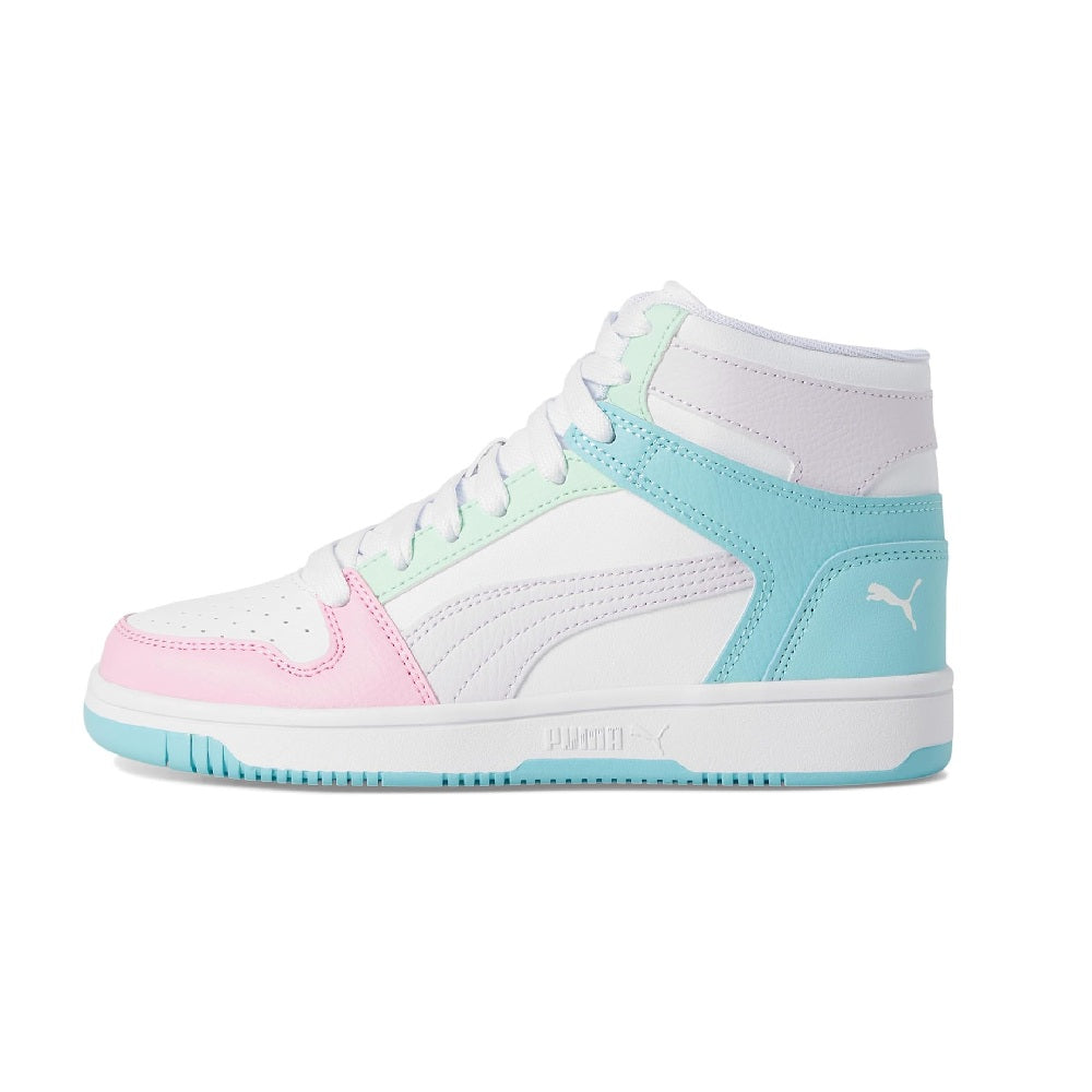 Big Kid's Puma Rebound Layup RCL JR Pwhite-Lilac Frost-Safe Lake (403061 03)