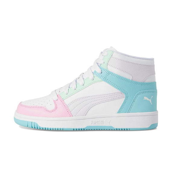 Big Kid's Puma Rebound Layup RCL JR Pwhite-Lilac Frost-Safe Lake (403061 03)