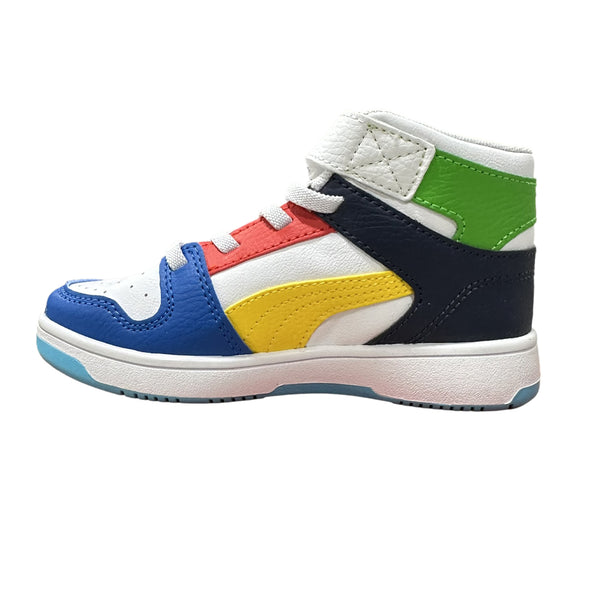 Little Kid's Puma Rebound Layup RCL V PS White-Pele Yellow-Royal-Red (403063 05)