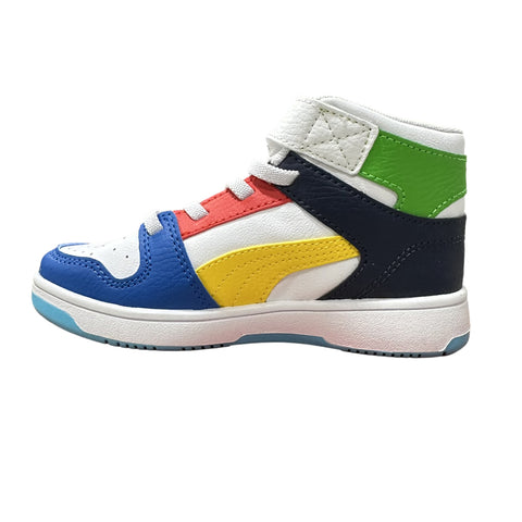 Little Kid's Puma Rebound Layup RCL V PS White-Pele Yellow-Royal-Red (403063 05)