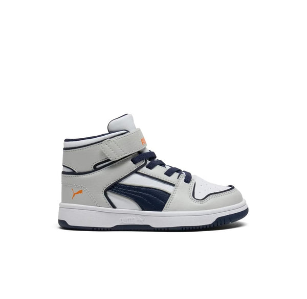 Little Kid's Puma Rebound Layup RCL V PS Glacial Gray-Navy-Orange (405206 01)