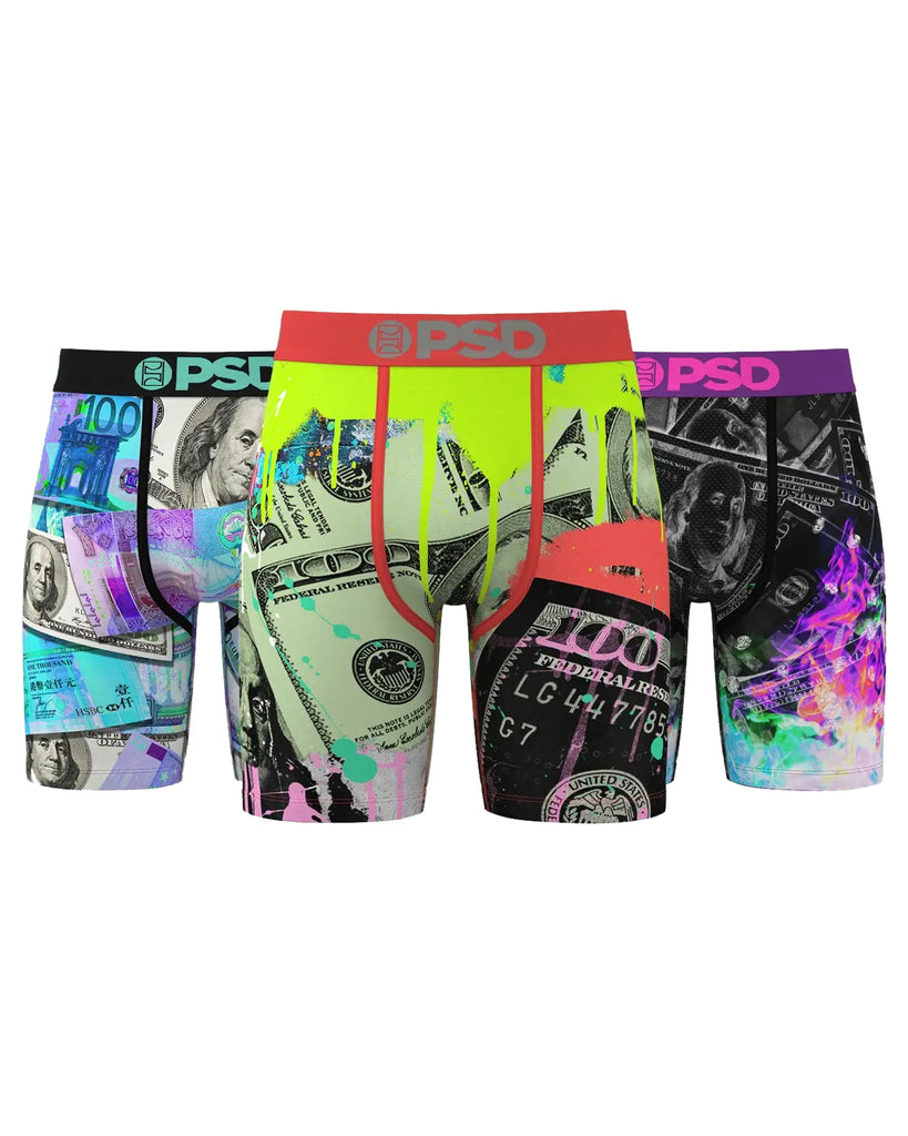 Men's PSD MONEY HYPE 3 Pack Multicolor Boxer Briefs