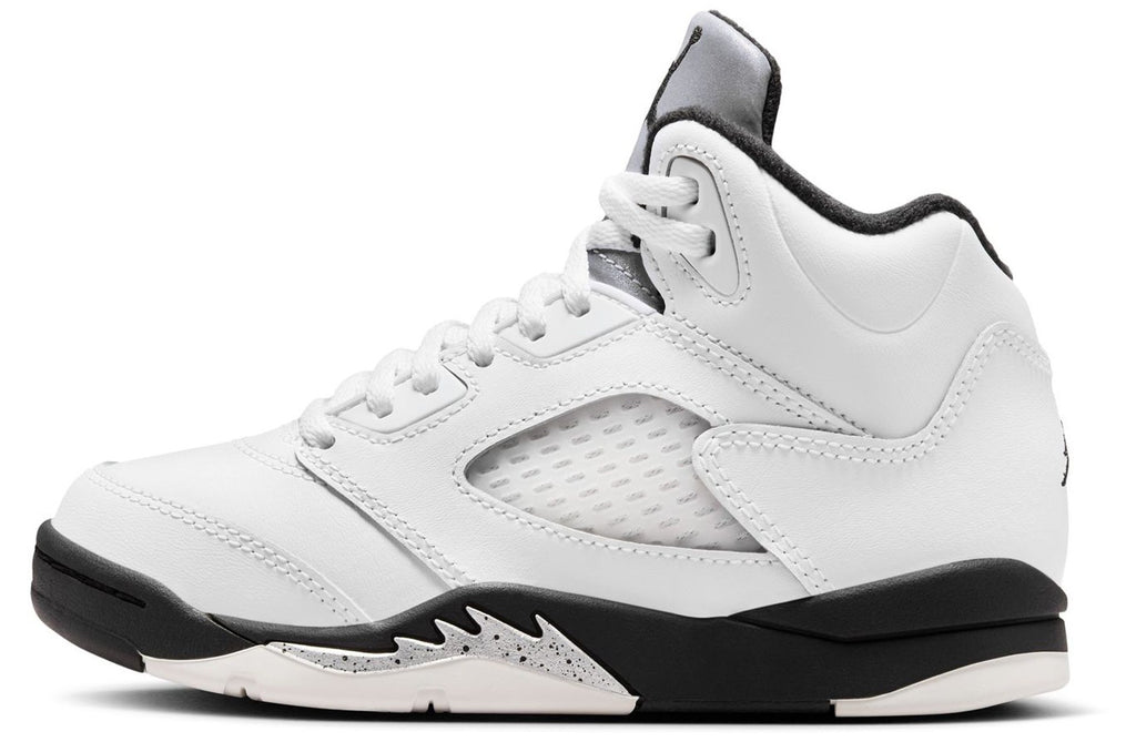 Little Kid's Jordan 5 Retro White/Black-Sail (440889 110)