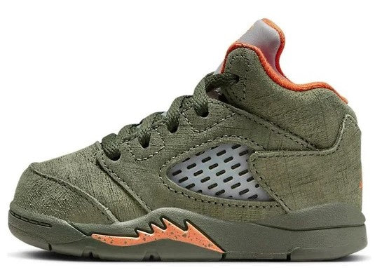 Toddler's Jordan 5 Retro Army Olive/Solar Orange (440890 308)