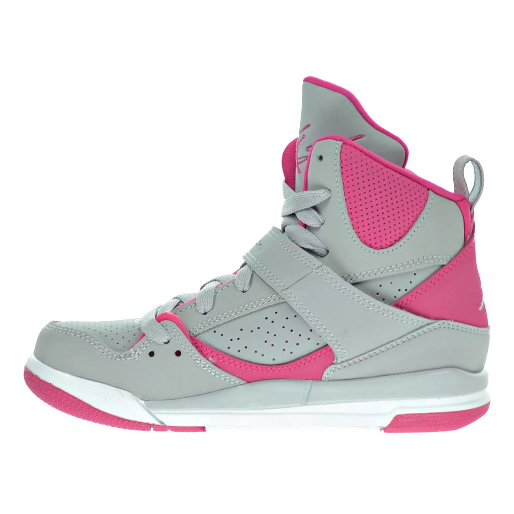 Little Kid's Jordan Flight 45 High GP Wlf Grey/Vvd Pink-Wht (524863 019)