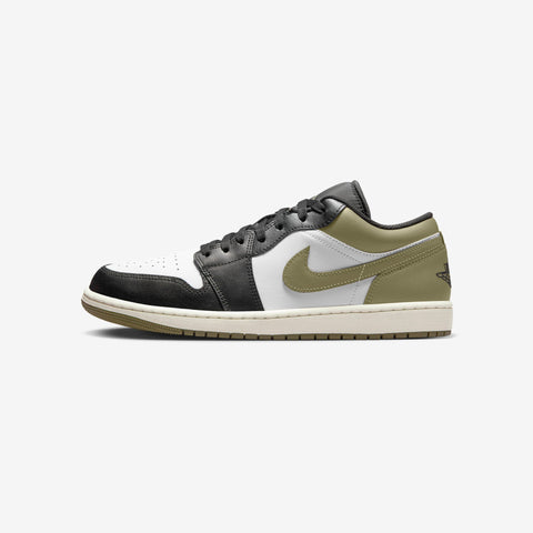 Men's Jordan 1 Low Black/White-Medium Olive (553558 092)