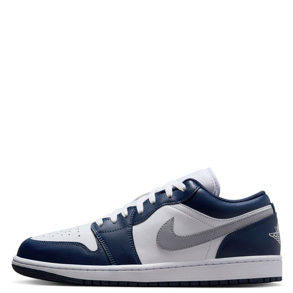 Men's Jordan 1 Low White/Wolf Grey-Midnight Navy (553558 141)