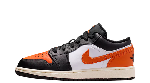 Big Kid's Jordan 1 Low Black/Starfish-White-Sail (553560 081)