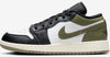 Big Kid's Jordan 1 Low Black/White-Medium Olive (553560 092)