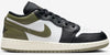 Big Kid's Jordan 1 Low Black/White-Medium Olive (553560 092)