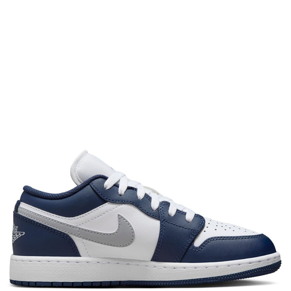 Big Kid's Jordan 1 Low White/Wolf Grey-Midnight Navy (553560 141)