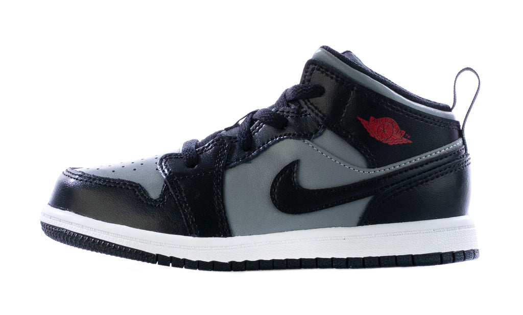 Toddler's Jordan 1 Mid Black/Gym Red-Particle Grey (640735 096)