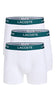 Men's Lacoste White/Green Lettered Waist Stretch 3-Pack Boxer Briefs