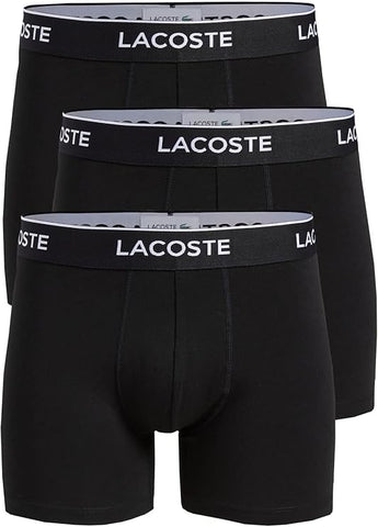 Lacoste Black Lettered Waist Stretch 3-Pack Boxer Briefs