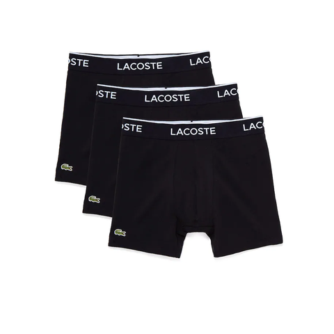 Lacoste Black Lettered Waist Stretch 3-Pack Boxer Briefs