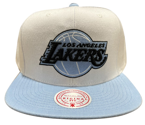 Men's Mitchell & Ness White/Light Blue NBA Los Angeles Lakers Uni Home 2 Tone Snapback - OSFA