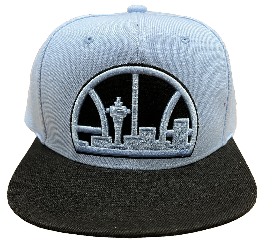 Men's Mitchell & Ness Light Blue/Black NBA Seattle Supersonics Uni Away 2 Tone HWC Snapback - OSFA