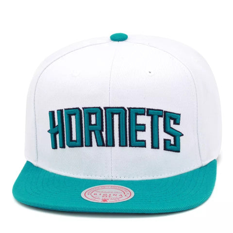 Mitchell & Ness White/Blue NBA Charlotte Hornets Core Basic Snapback - OSFA